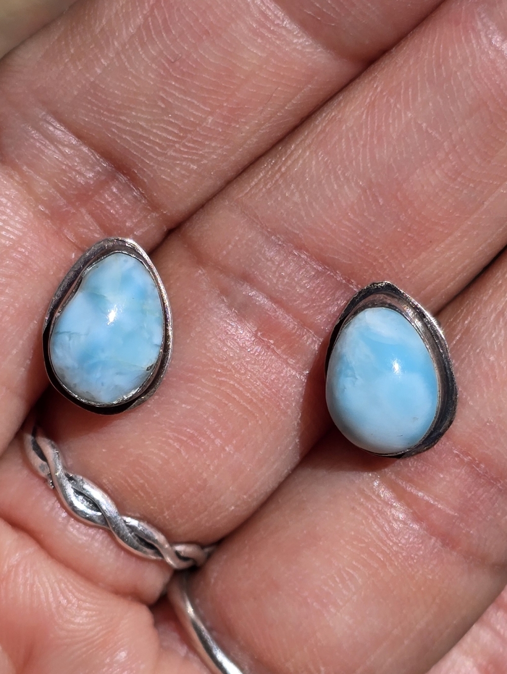 Cute handmade teardrop laimar 925 sterling silver studs earrings